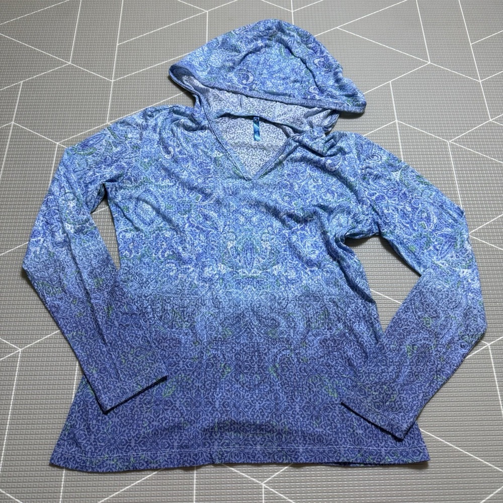 Kuhl Basel Burnout Hoodie M Blue Ombré Lightweight Cotton Blend